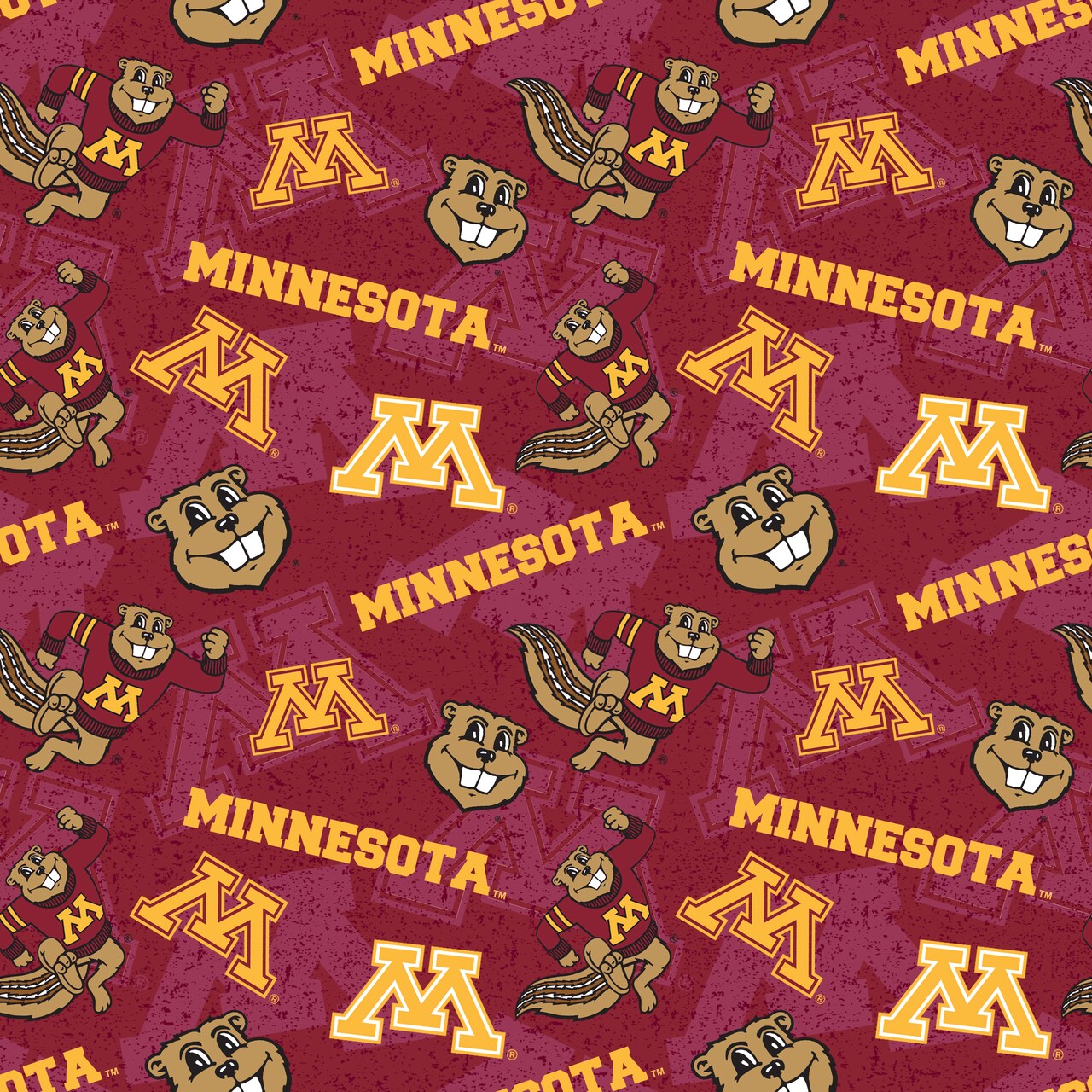 Sykel Enterprises-University of Minnesota Cotton Fabric-Minnesota Golden Gophers Tone On Tone Cotton Quilting Fabric